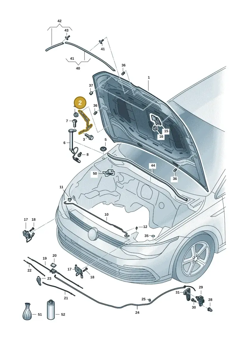 5H0823302B — Volkswagen Golf 2.0 BlueMotion (2019-2024) diagram 5h0823000, position 2