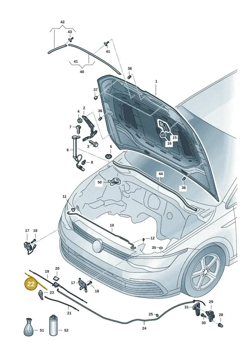 5H0823530B — Volkswagen Golf 2.0 BlueMotion (2019-2024) diagram 5h0823000, position 22