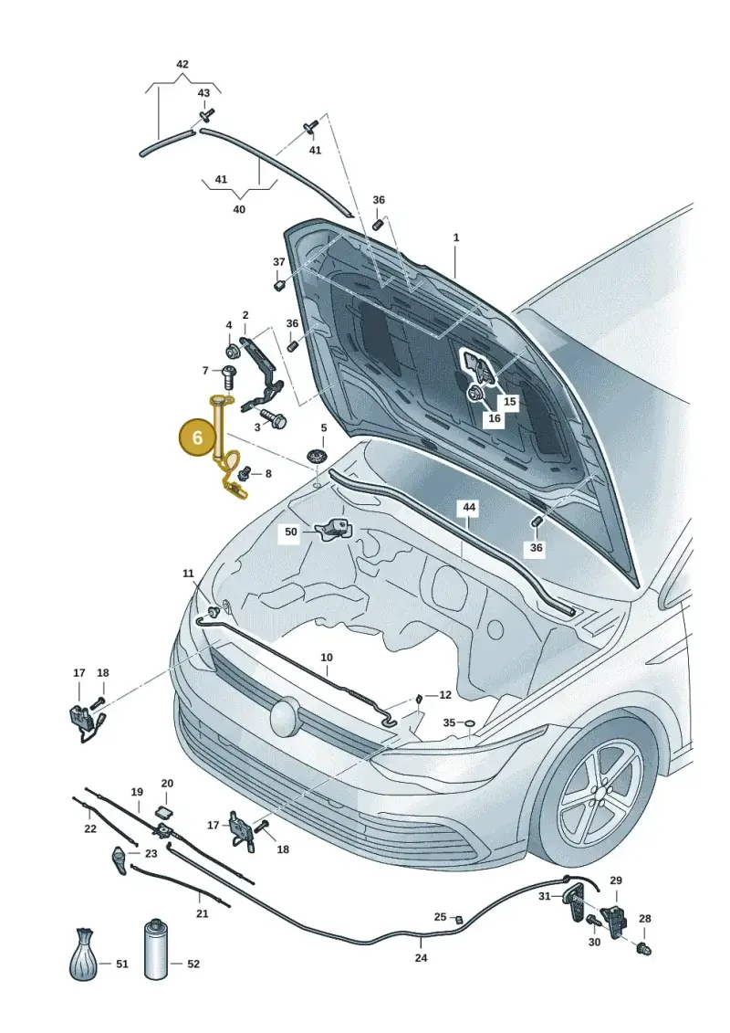 5H0823823F — Volkswagen Golf 2.0 BlueMotion (2019-2024) diagram 5h0823000, position 6