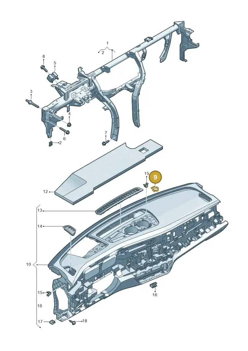 5H0857949 — Volkswagen Passat estate (2023-) diagram 3j0857000, position 9