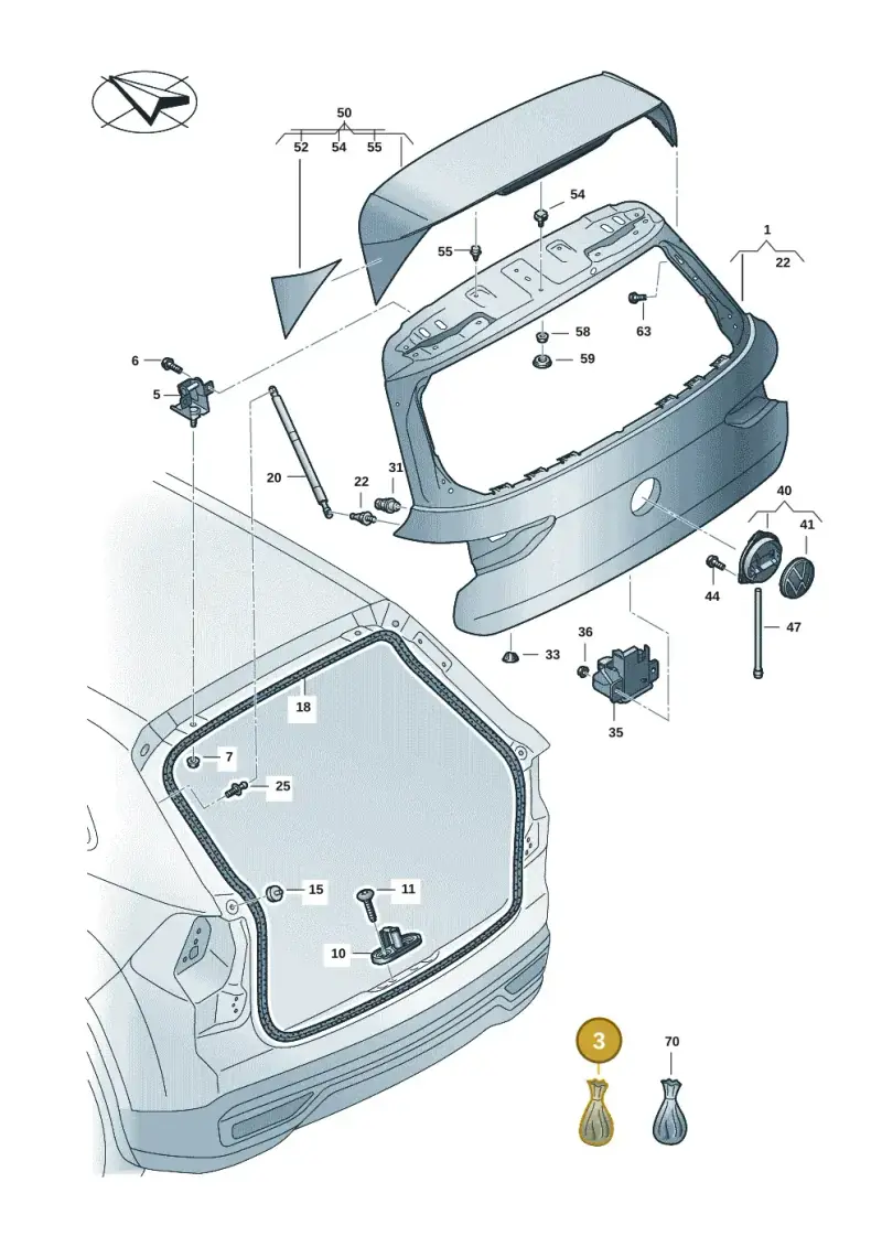 5H0898617A — Volkswagen Golf 2.0 BlueMotion (2019-2024) diagram 5h0827000, position 3