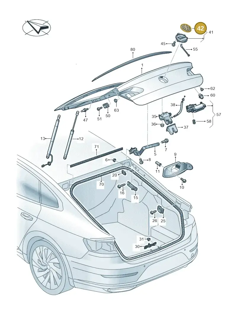 5H0898633 — Volkswagen Arteon (2017-2023) diagram 828827000, position 42