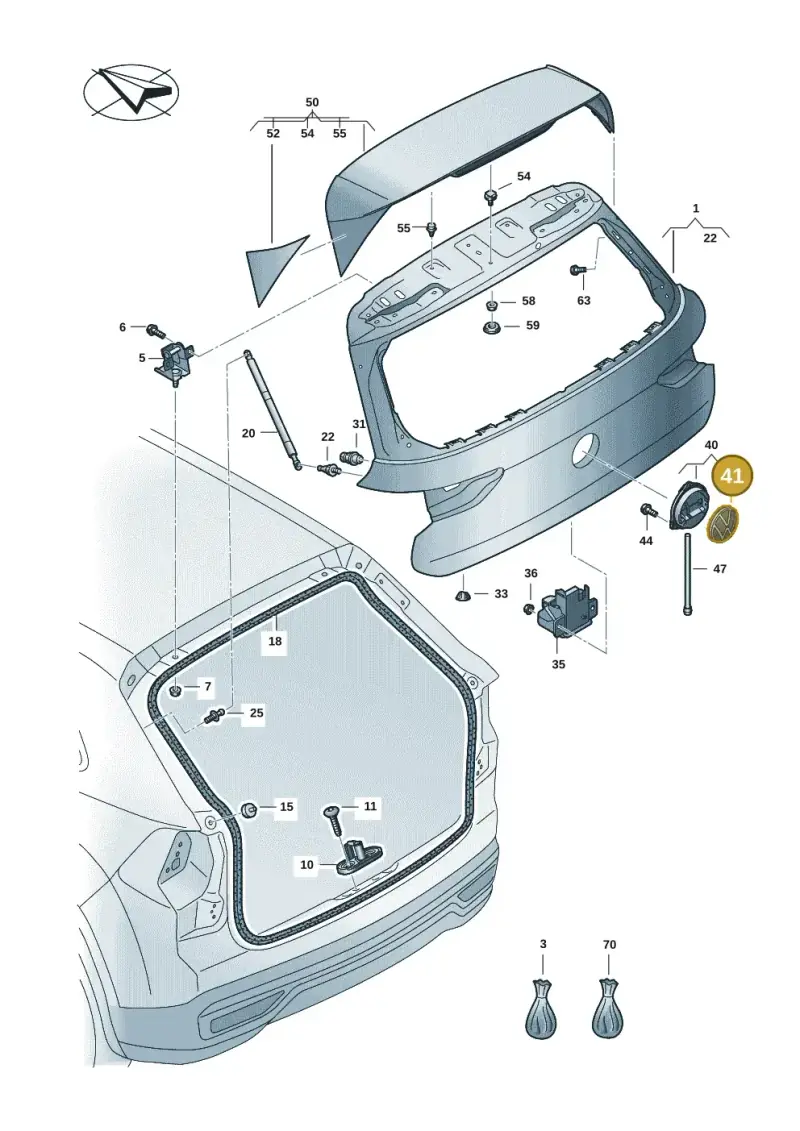 5H0898633 — Volkswagen Golf 2.0 BlueMotion (2019-2024) diagram 5h0827000, position 41