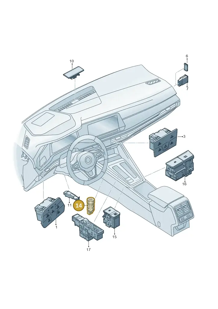 5H0959839AUPA — Volkswagen Golf 2.0 BlueMotion (2019-2024) diagram 5h0941050, position 14