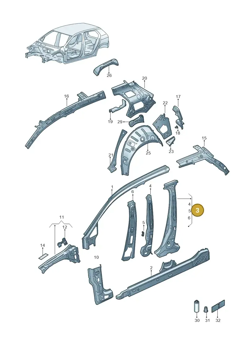 5H4809220F — Volkswagen Golf 2.0 BlueMotion (2019-2024) diagram 5h0809000, position 3