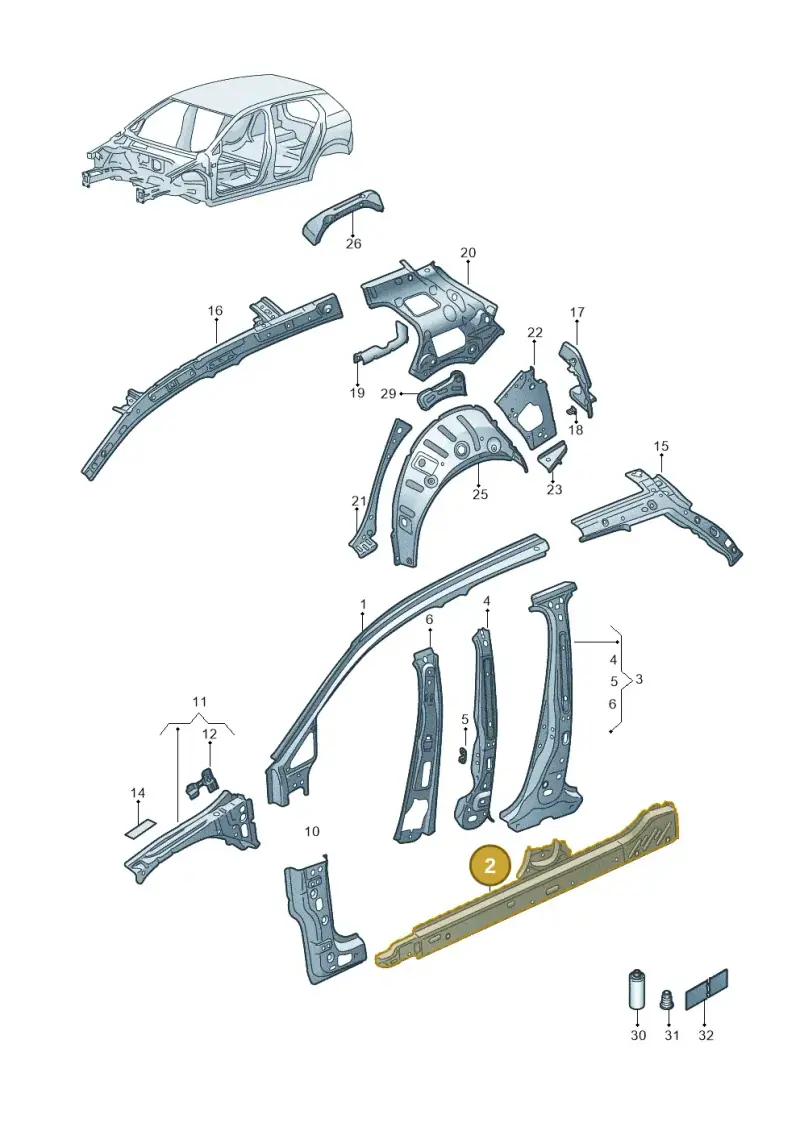 5H4809377F — Volkswagen Golf 2.0 BlueMotion (2019-2024) diagram 5h0809000, position 2