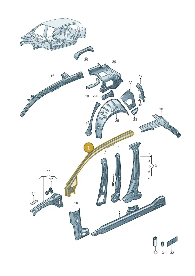 5H4809438 — Volkswagen Golf 2.0 BlueMotion (2019-2024) diagram 5h0809000, position 1