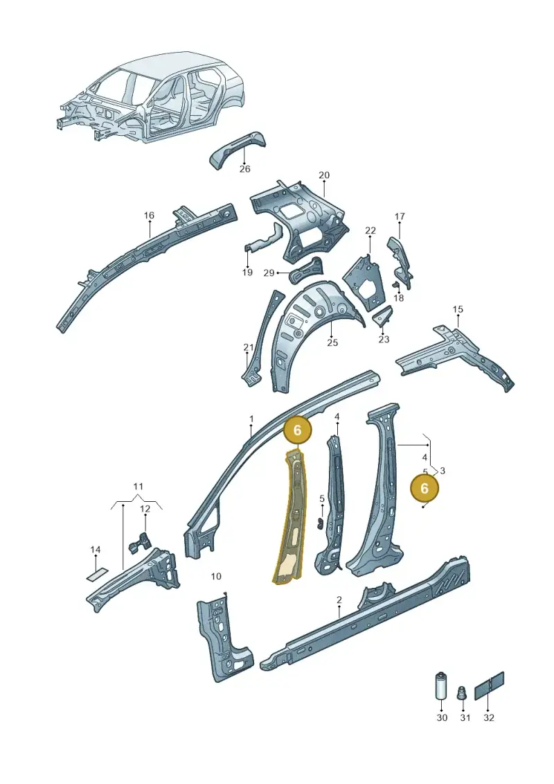 5H4809444 — Volkswagen Golf 2.0 BlueMotion (2019-2024) diagram 5h0809000, position 6