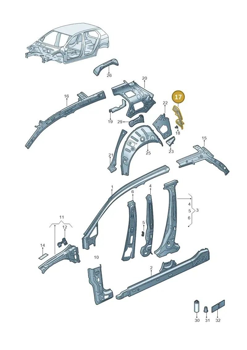 5H6813331 — Volkswagen Golf 2.0 BlueMotion (2019-2024) diagram 5h0809000, position 17