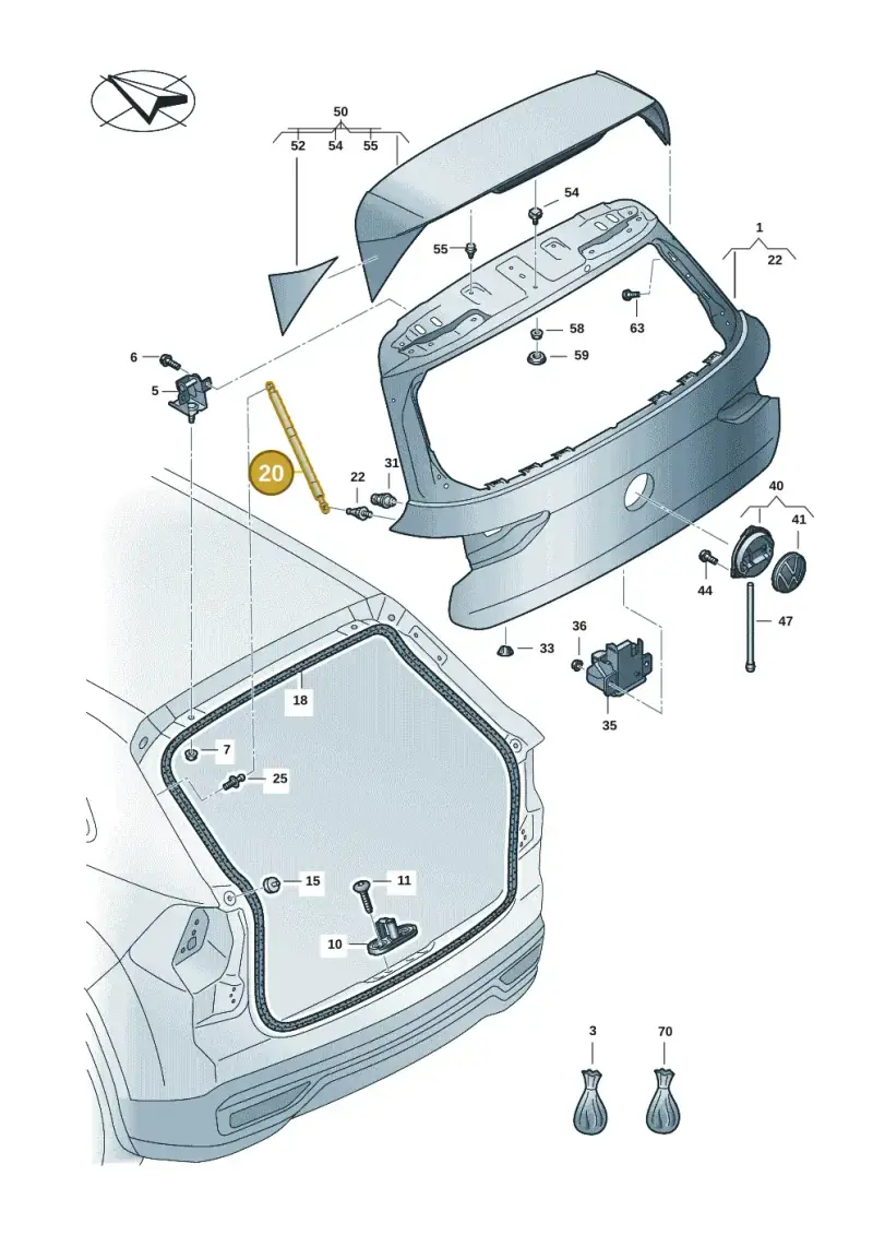 5H6827550H — Volkswagen Golf 2.0 BlueMotion (2019-2024) diagram 5h0827000, position 20