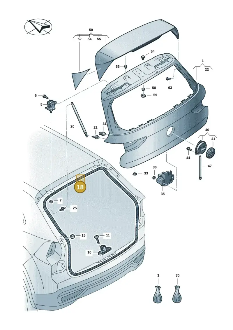 5H6827705C — Volkswagen Golf 2.0 BlueMotion (2019-2024) diagram 5h0827000, position 18