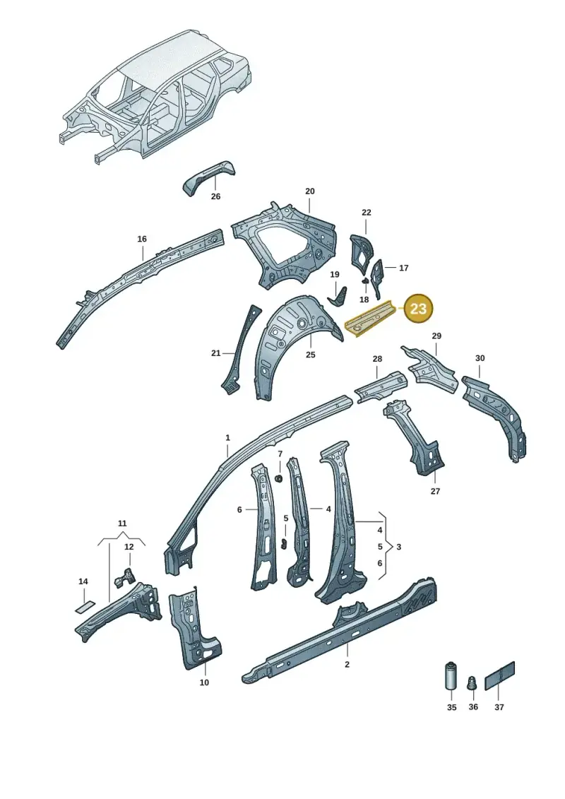 5H9813227A — Volkswagen Golf 2.0 BlueMotion (2019-2024) diagram 5h0809001, position 23