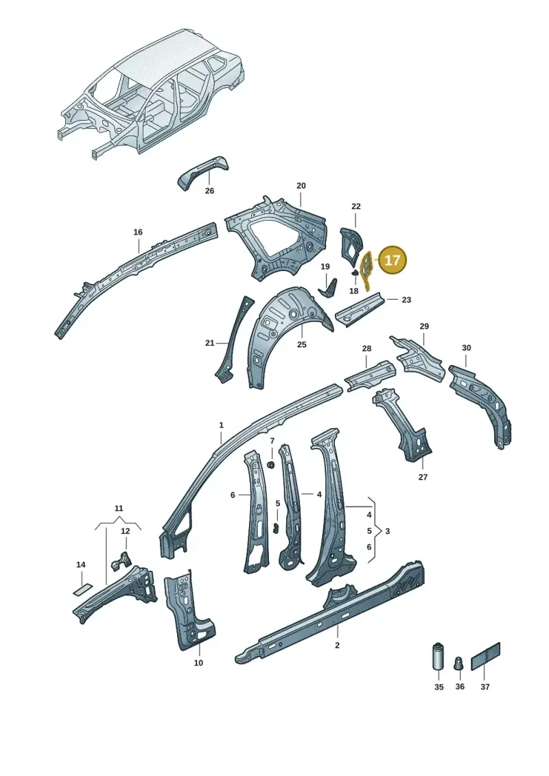 5H9813337 — Volkswagen Golf 2.0 BlueMotion (2019-2024) diagram 5h0809001, position 17