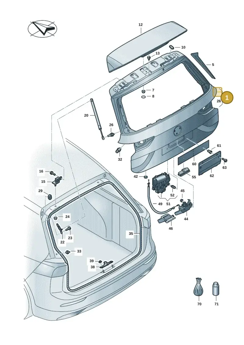 5H9827025E — Volkswagen Golf 2.0 BlueMotion (2019-2024) diagram 5h0827100, position 1