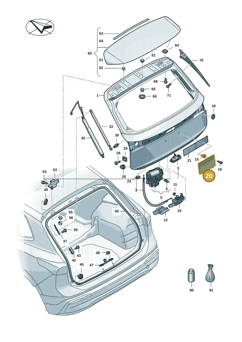 5H9827211 — Volkswagen Tiguan 2.0 (2023-) diagram 57x827000, position 20