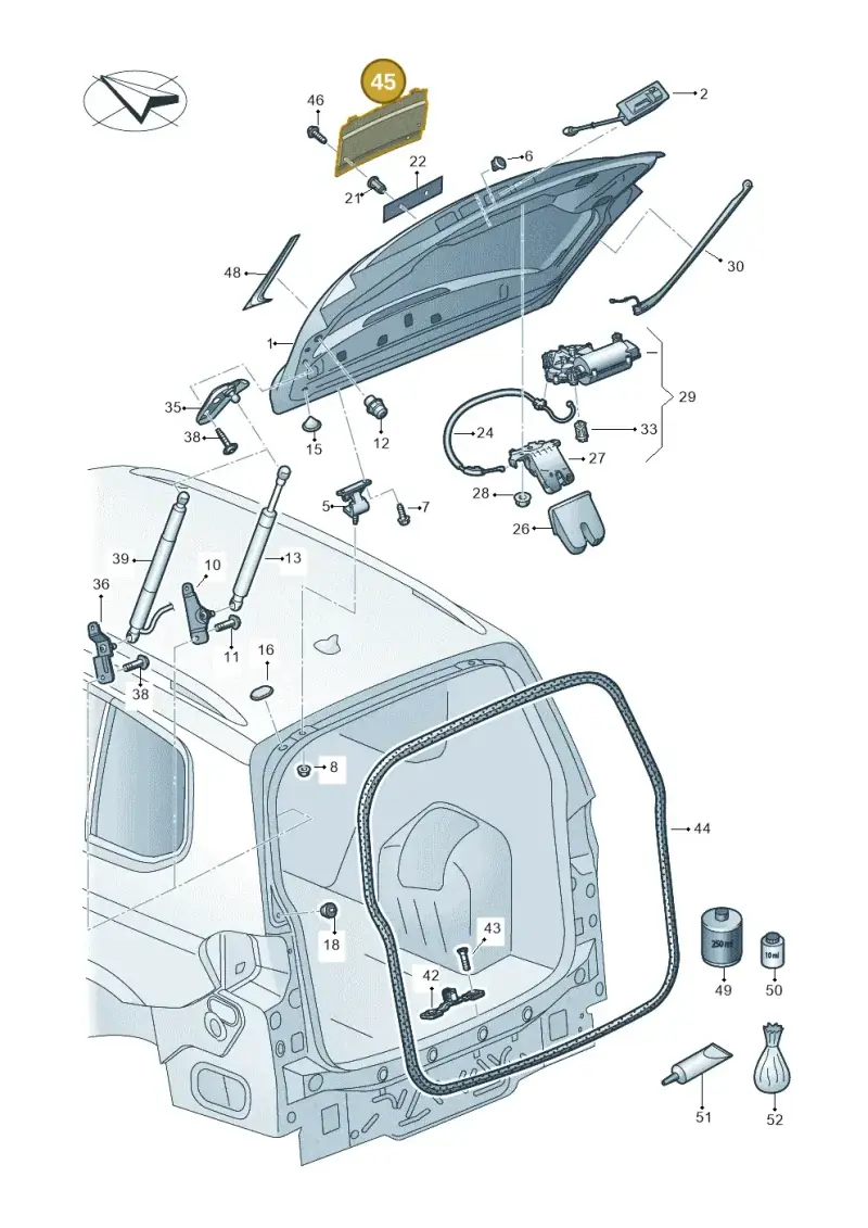 5H9827211 — Volkswagen Touran 2,0 BlueMotion (2015-2024) diagram 869827000, position 45