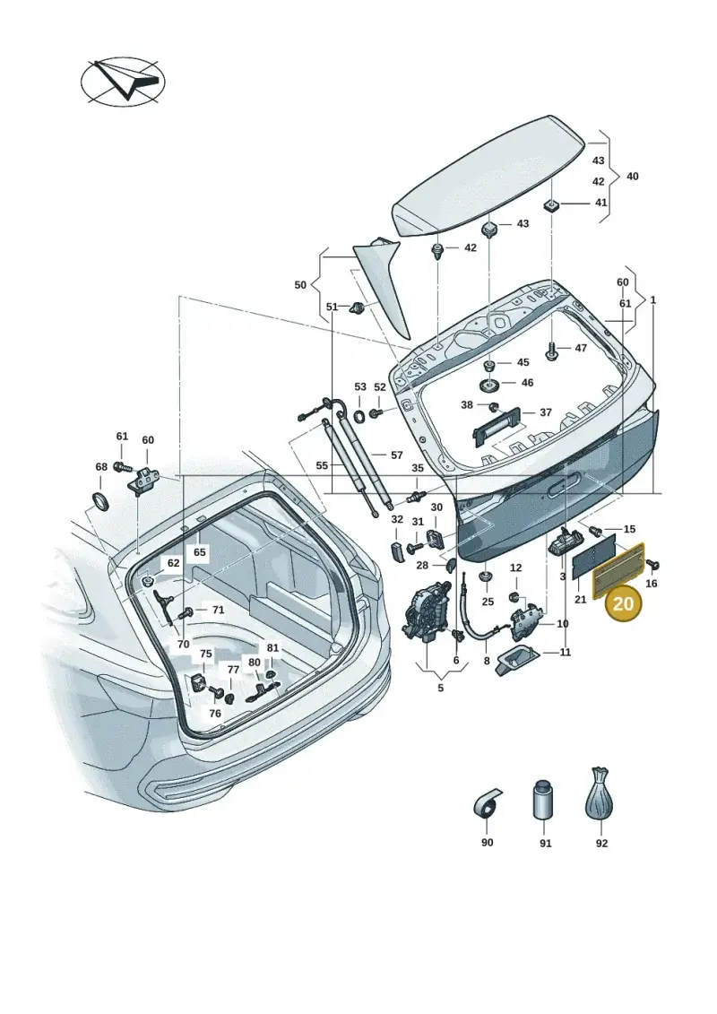 5H9827211 — Volkswagen Passat estate (2023-) diagram 3j0827000, position 20