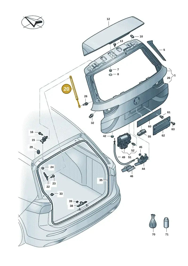 5H9827552 — Volkswagen Golf (2019-2025) diagram 5h0827100, position 20