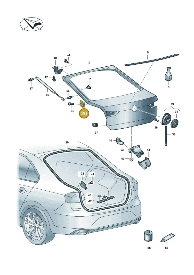 5JA827249C — Volkswagen Polo 1.6 (2020-2022) diagram 62x827000, position 20