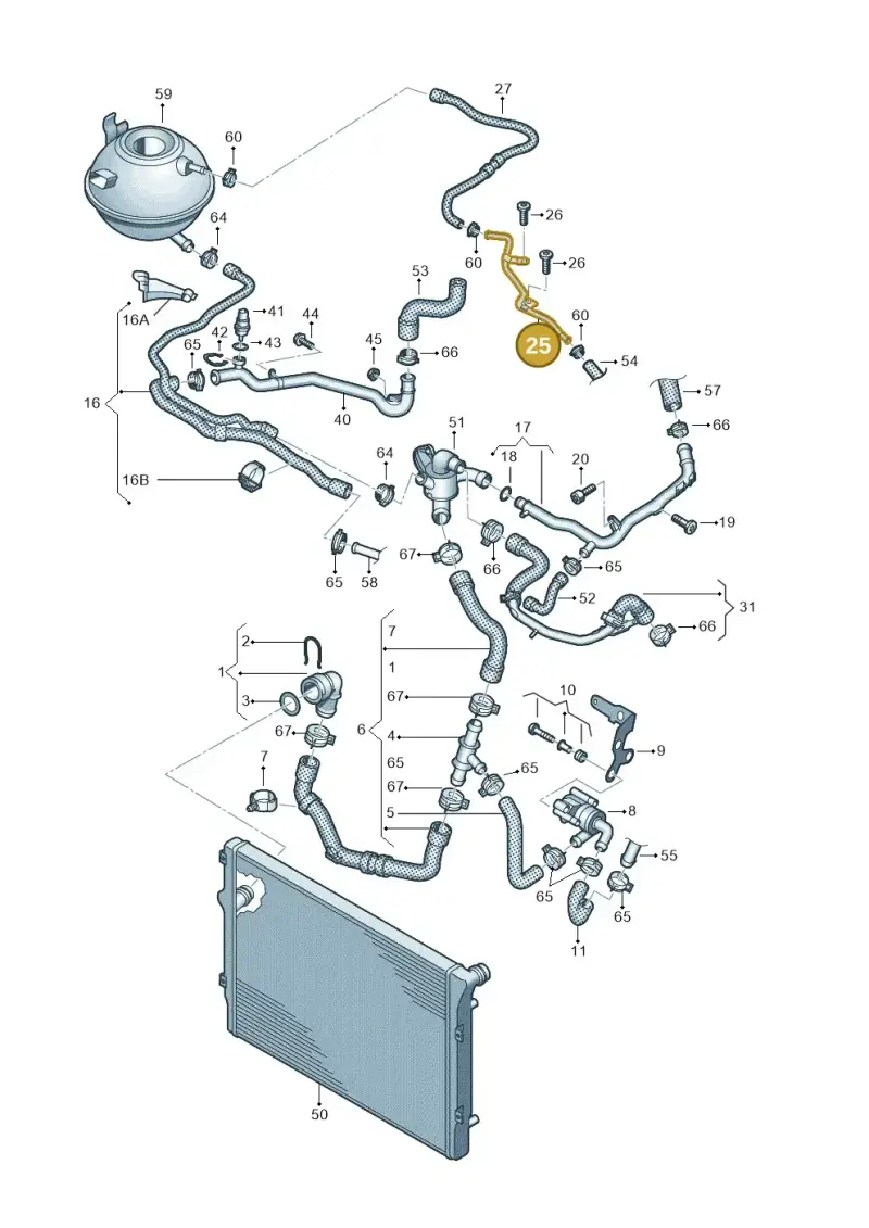 5K0121070C — Volkswagen Caddy kombi (2015-2020) diagram 866121350, position 25