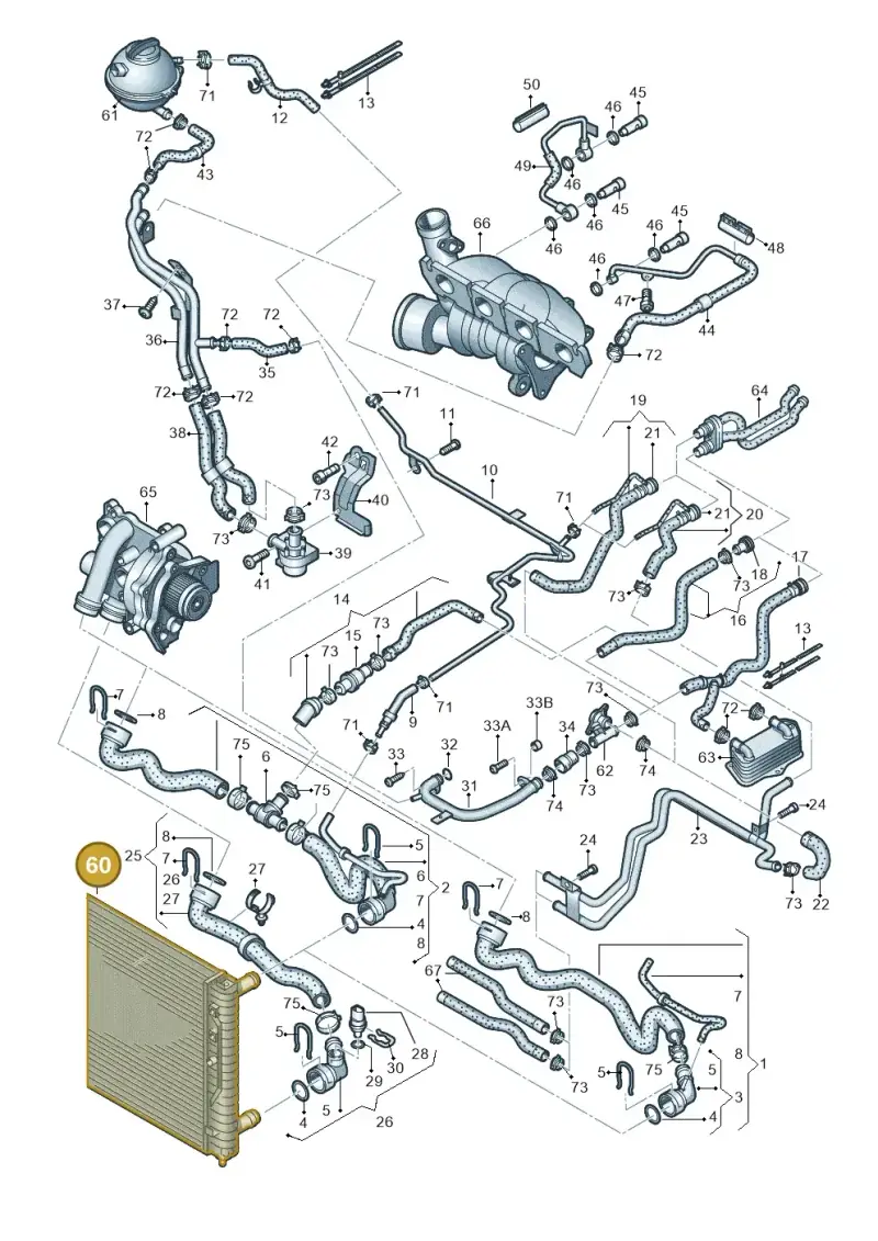 5K0121251J — Volkswagen Golf estate (2009-2013) diagram 412121640, position 60
