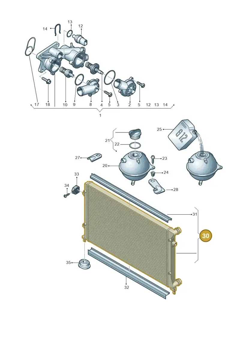 5K0121251J — Volkswagen Passat saloon (2010-2015) diagram 702121810, position 30