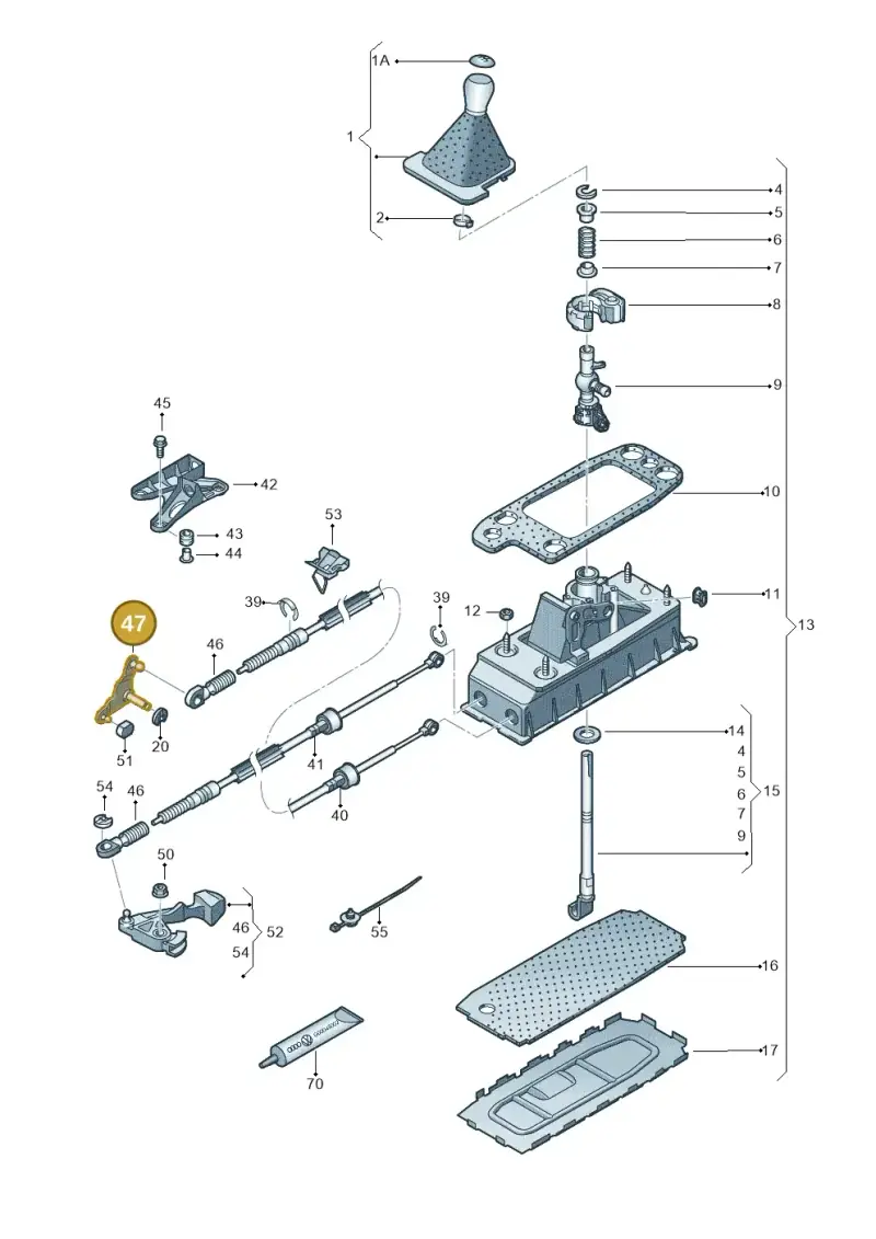 5K0711203A — Volkswagen Golf Cabriolet (2011-2016) diagram 691711300, position 47