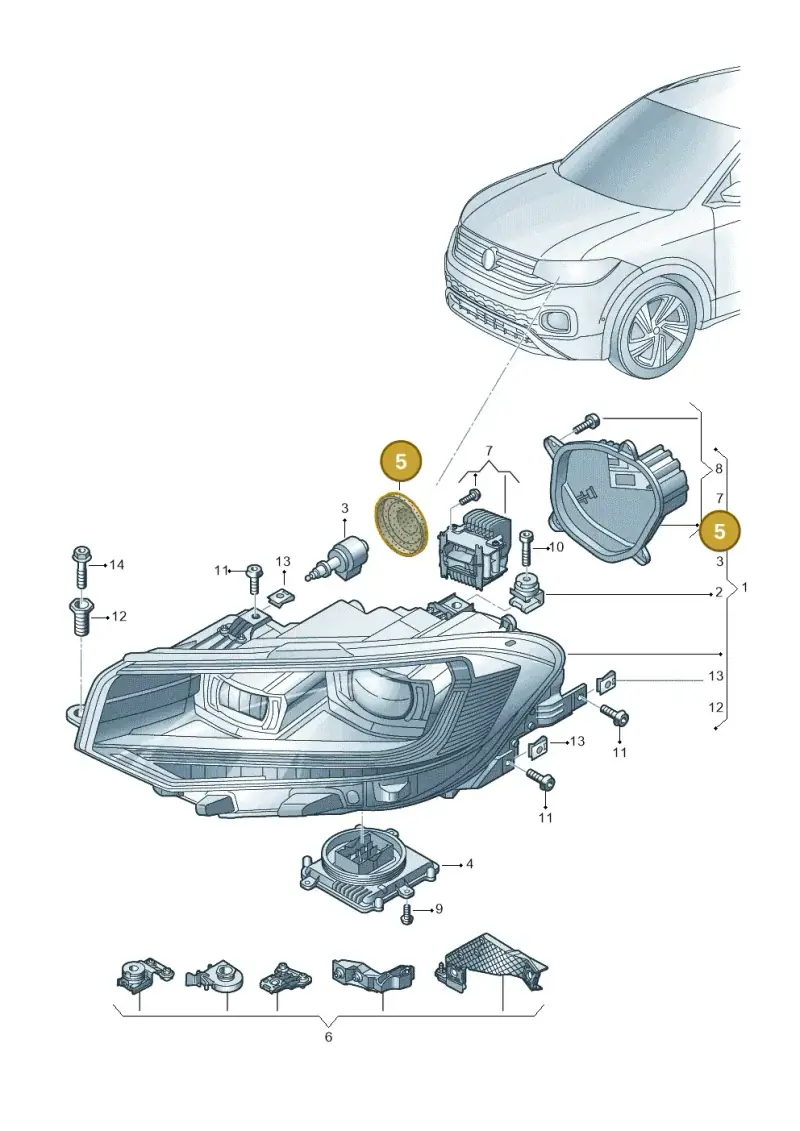 5K0941607A — Volkswagen T-Cross 1,0 (2018-2024) diagram 587941010, position 5