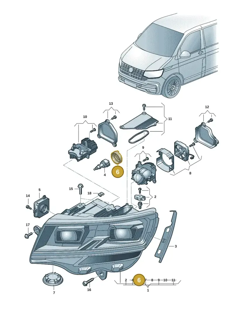 5K0941607A — Volkswagen Transport. multivan (2019-2024) diagram 7em941010, position 6
