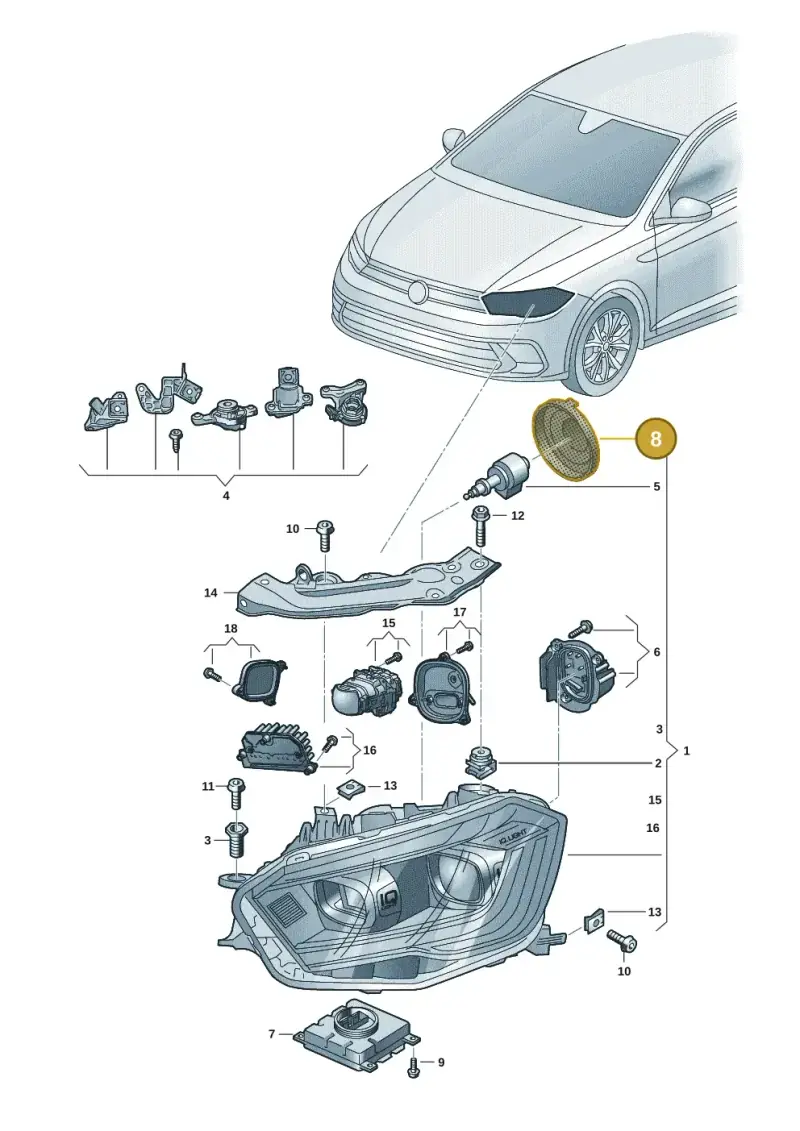 5K0941607A — Volkswagen Polo 1.0 BlueMotion (2017-2024) diagram 837941026, position 8