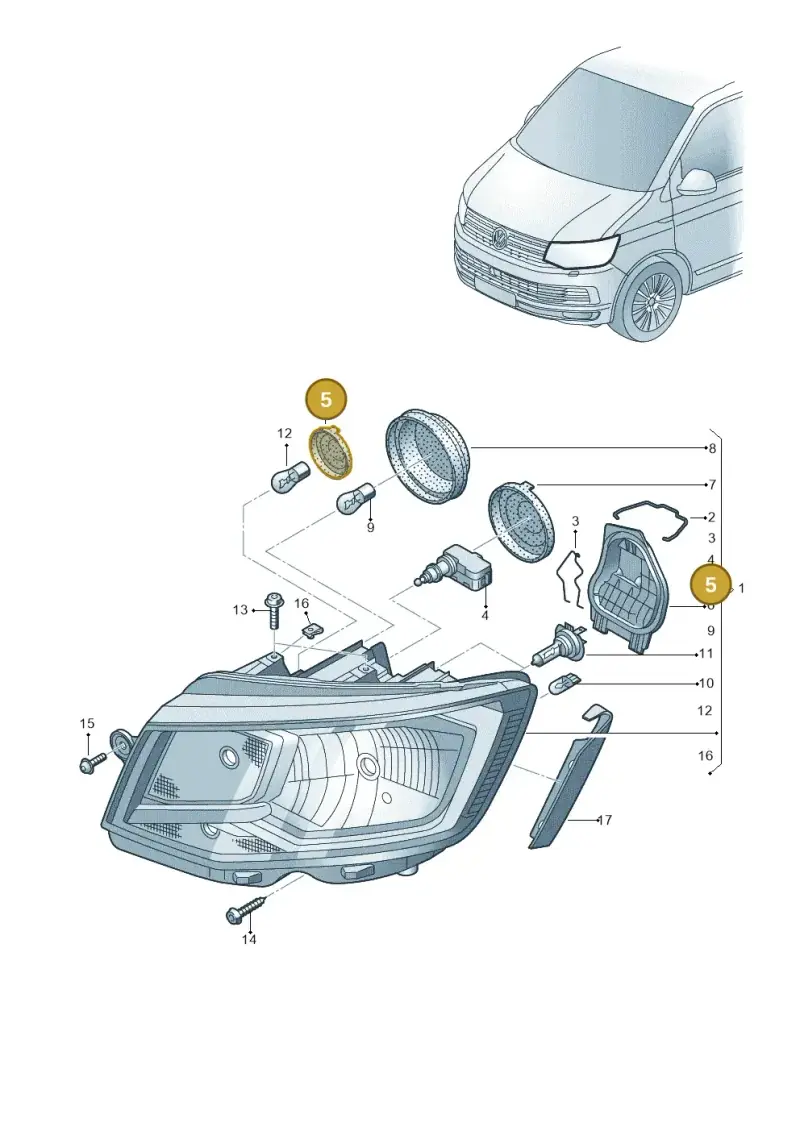 5K0941607A — Volkswagen Caravelle (2015-2019) diagram 861941000, position 5