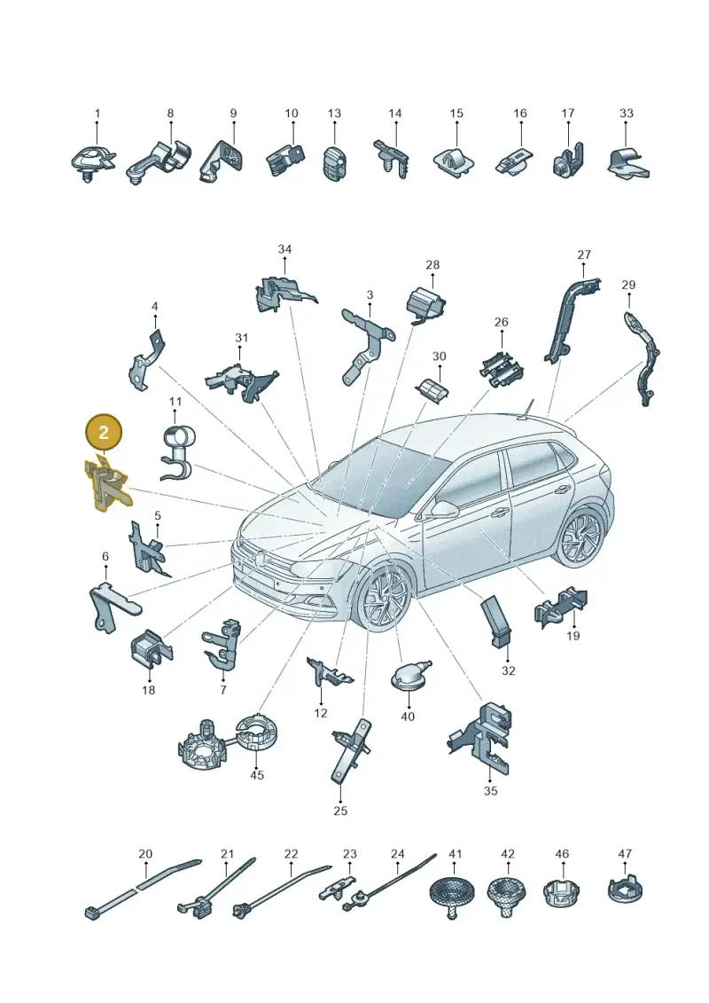 5K0971858 — Volkswagen Polo 1.0 BlueMotion (2017-2024) diagram 837971820, position 2