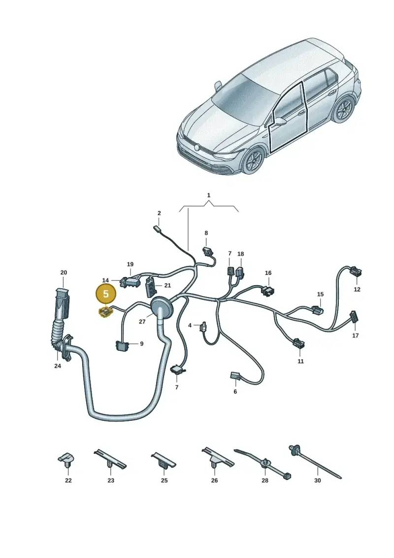 5K0972713 — Volkswagen Golf 2.0 BlueMotion (2019-2024) diagram 5h0972033, position 5