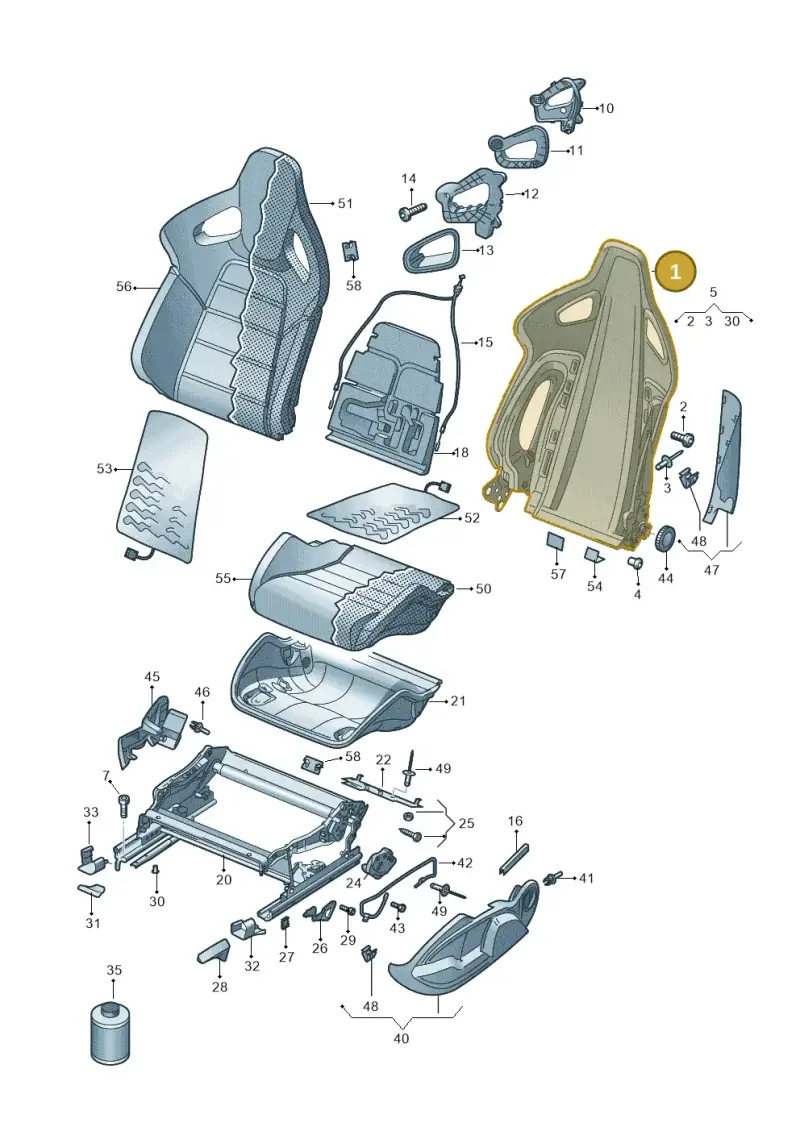 5K3881045A — Volkswagen Scirocco 2.0 (2014-2017) diagram 649881300, position 1