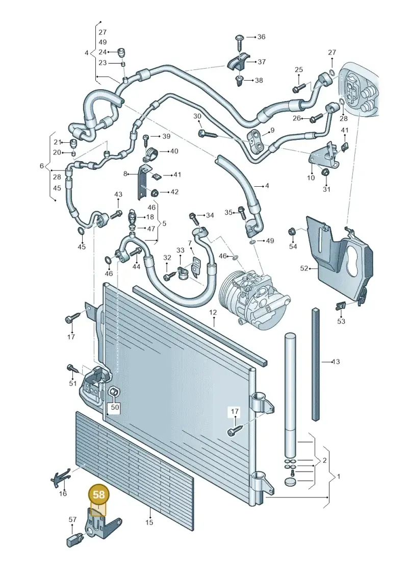 5M0820536A — Volkswagen Golf Cabriolet (2011-2016) diagram 649260420, position 58