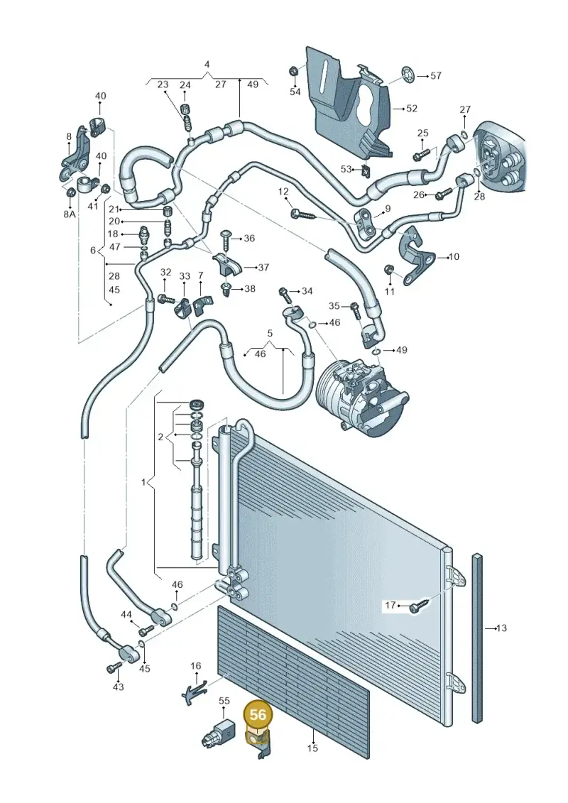 5M0820536A — Volkswagen Passat CC (2011-2016) diagram 737260410, position 56