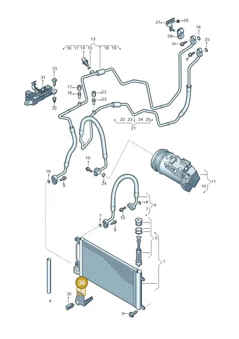 5M0820536A — Volkswagen Polo 1.4 BlueMotion (2014-2017) diagram 747260410, position 36