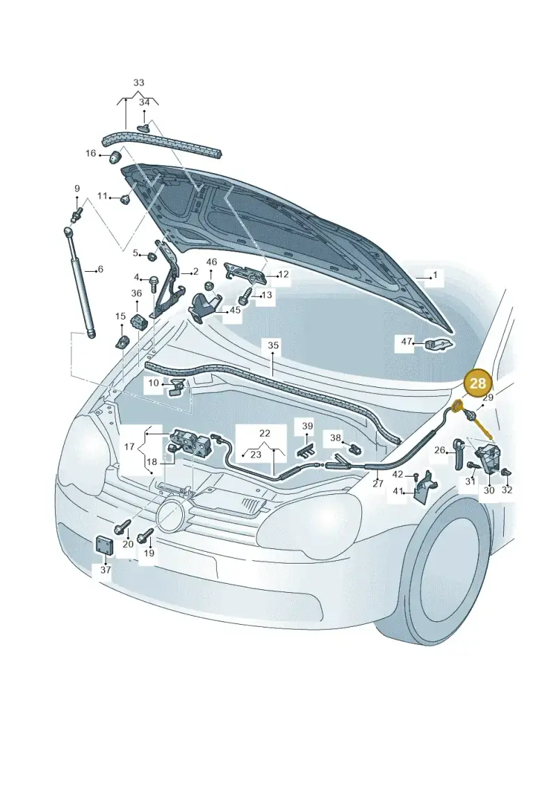 5M0823544 — Volkswagen Eos BlueMotion (2010-2015) diagram 482823100, position 28