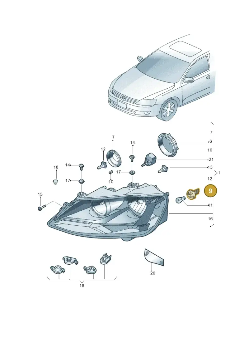 5M0941109A — Volkswagen Jetta (2010-2014) diagram 692941000, position 9