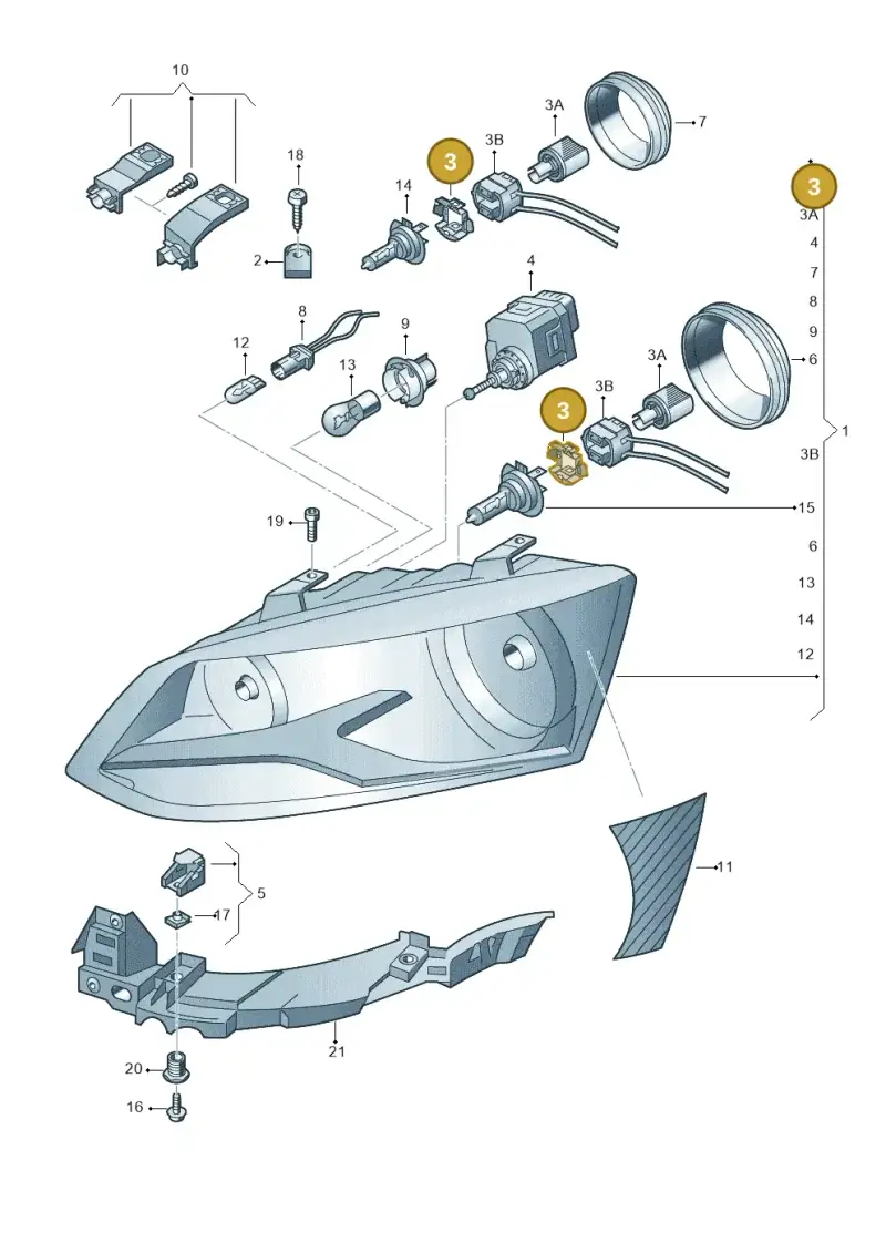 5M0941160A — Volkswagen Polo 1.4 BlueMotion (2014-2017) diagram 672941100, position 3