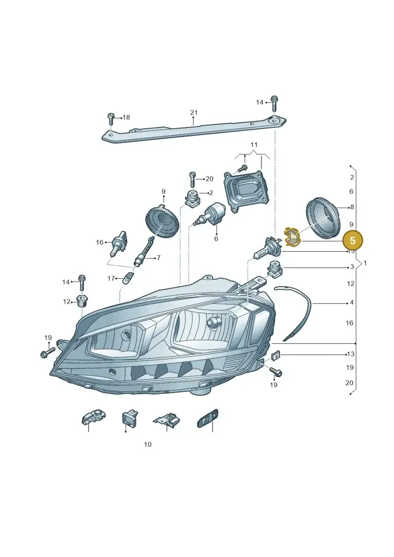 5M0941160A — Volkswagen Golf 2.0 (2016-2020) diagram 827941000, position 5