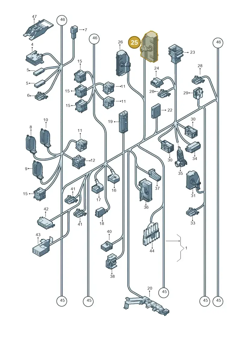5M0973050C — Volkswagen Golf (2011-2013) diagram 649971810, position 25