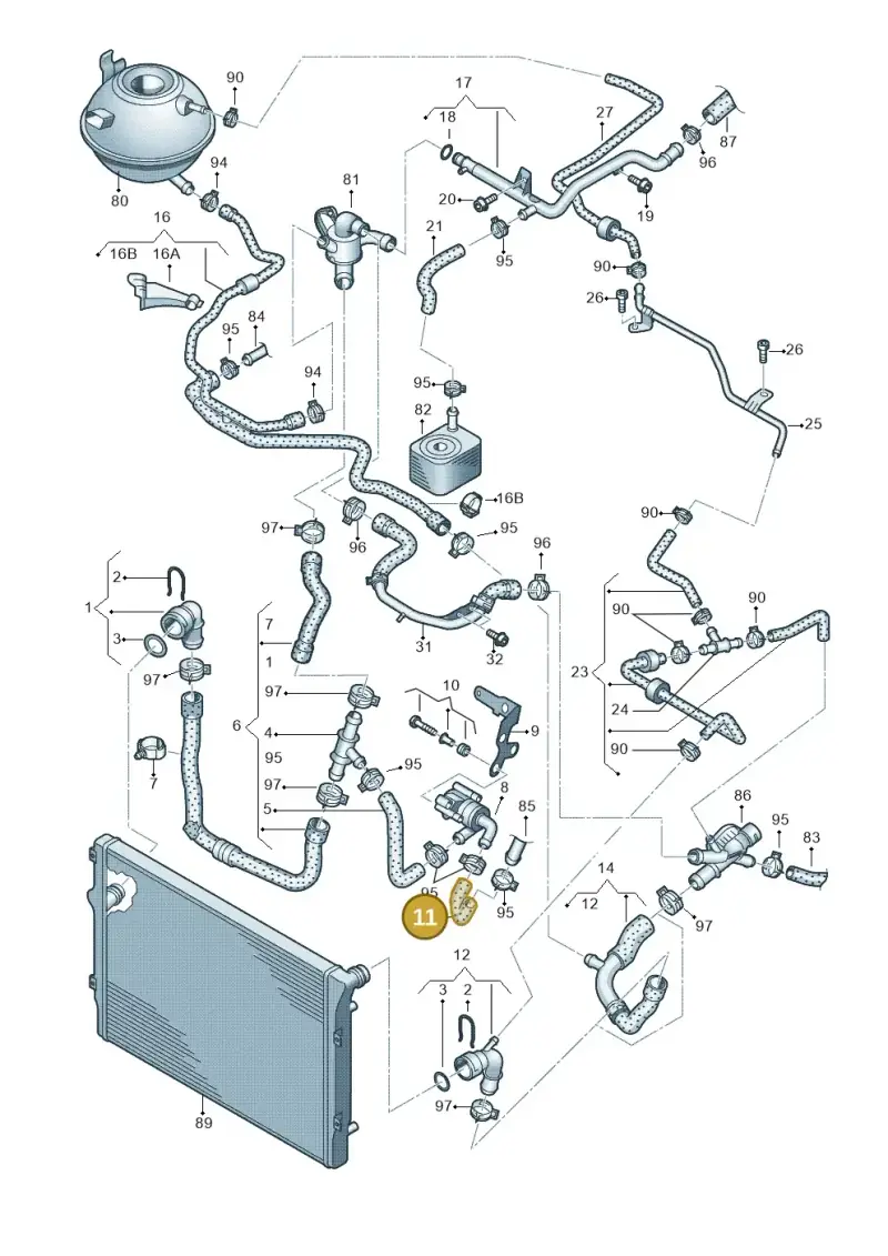 5N0121051A — Volkswagen Golf Cabriolet (2011-2016) diagram 718121500, position 11