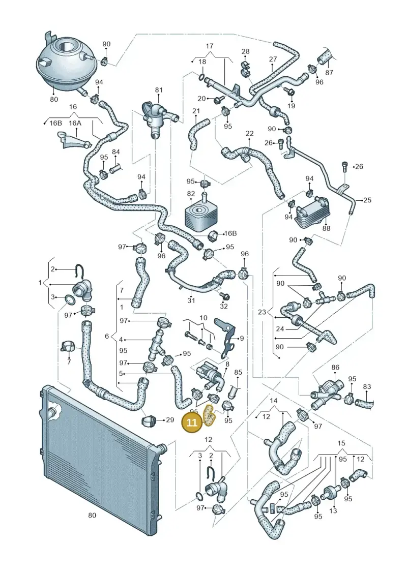5N0121051A — Volkswagen Tiguan 4Motion (2011-2018) diagram 719121600, position 11