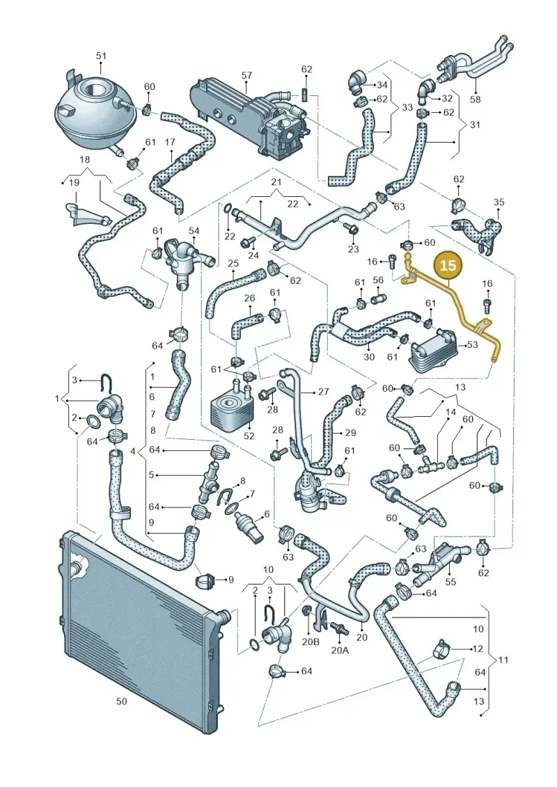 5N0121070M — Volkswagen Golf (2011-2013) diagram 646121340, position 15