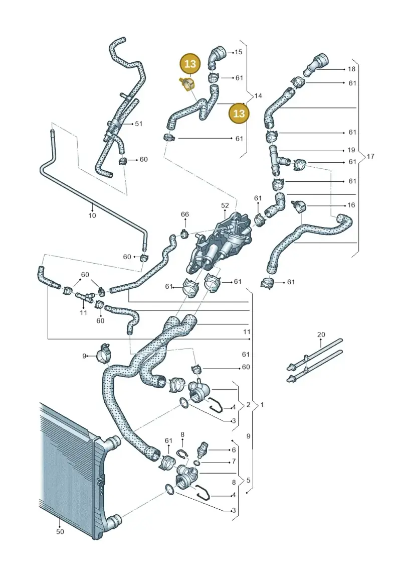 5N0121093B — Volkswagen Touran 2,0 BlueMotion (2015-2024) diagram 869121210, position 13