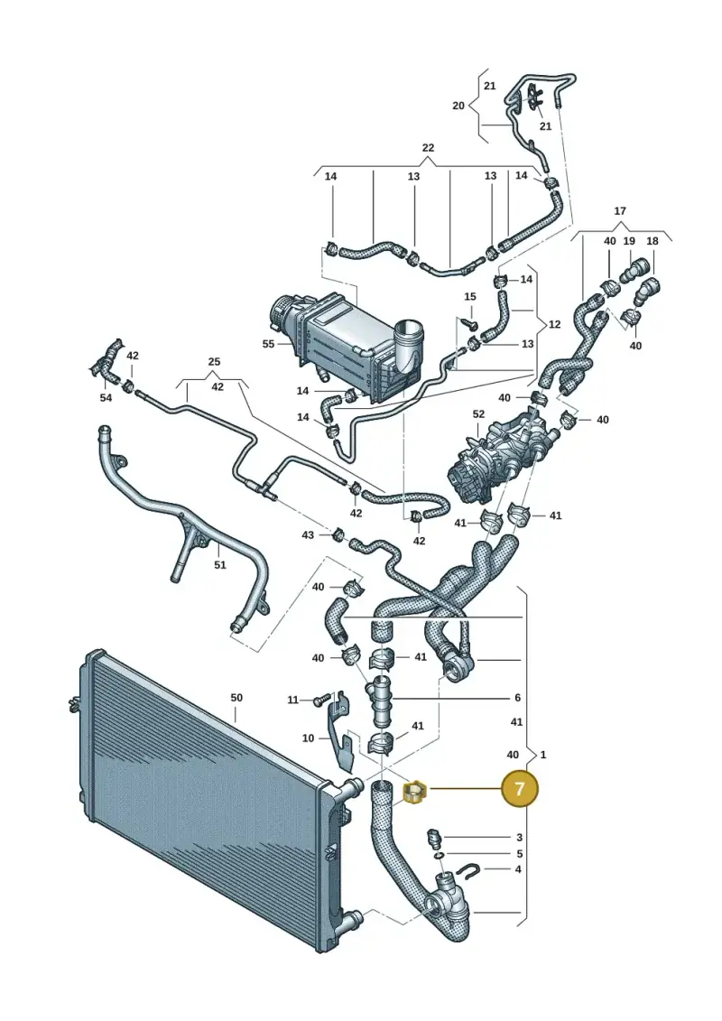 5N0121093C — Volkswagen Golf 2.0 BlueMotion (2019-2024) diagram 5h0121301, position 7