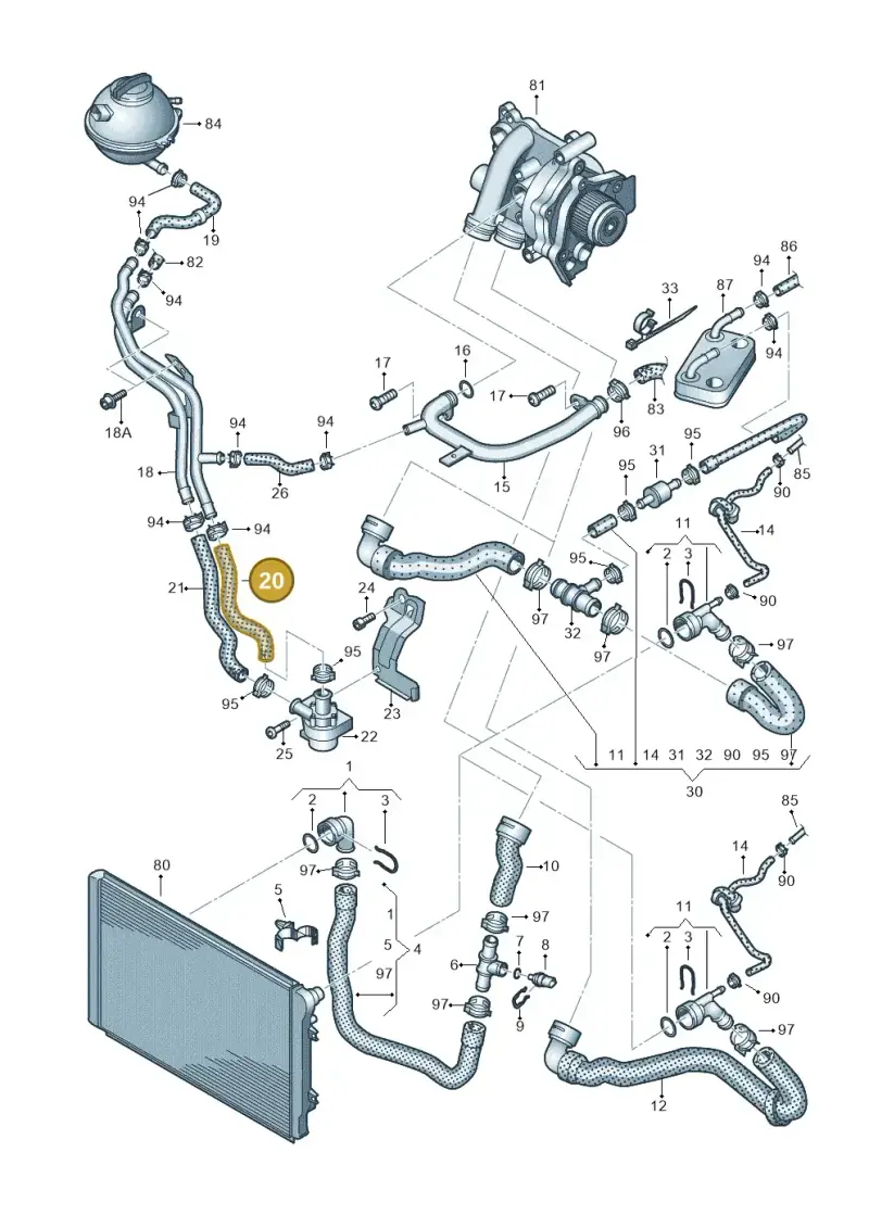 5N0121109C — Volkswagen TIGUAN                 08> (2007-) diagram 634121280, position 20