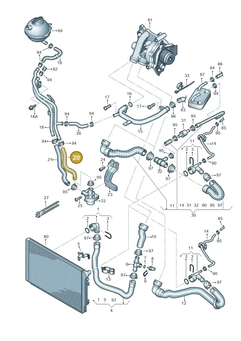 5N0121109C — Volkswagen Tiguan 4Motion (2011-2018) diagram 719121280, position 20