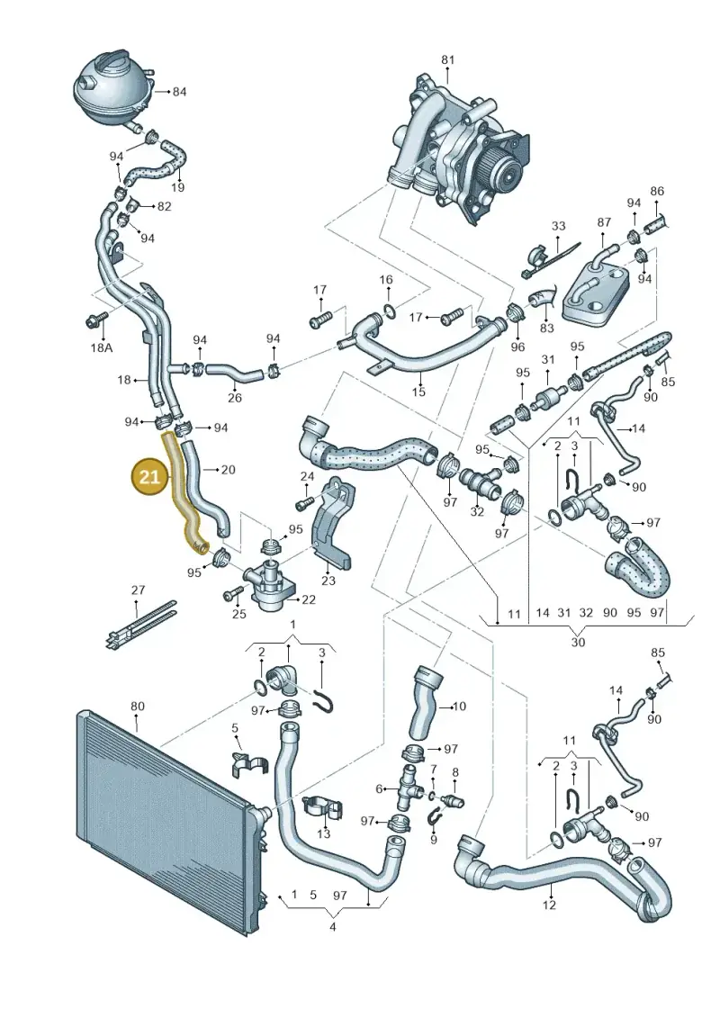 5N0121109D — Volkswagen Tiguan 4Motion (2011-2018) diagram 719121280, position 21